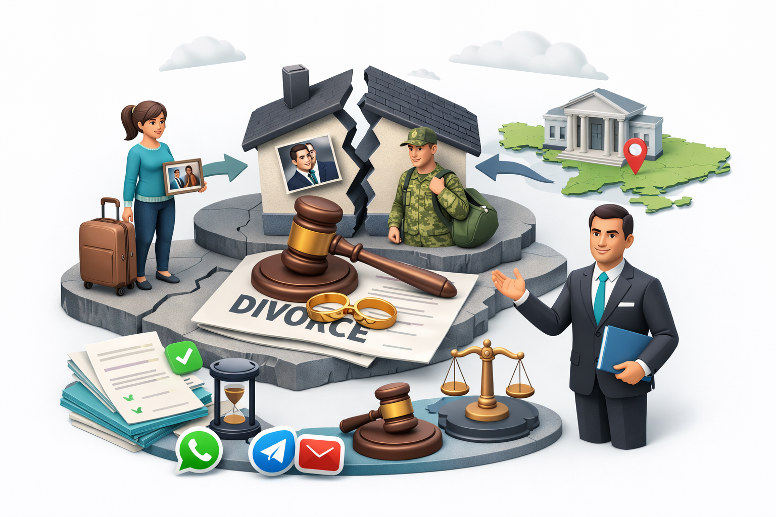 Розлучення для ВПО через суд із супроводом адвоката при зміні місця проживання