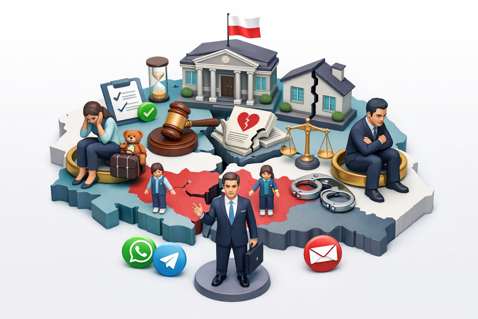 Розлучення в Польщі через суд із поділом майна, дітьми та юридичним супроводом адвоката